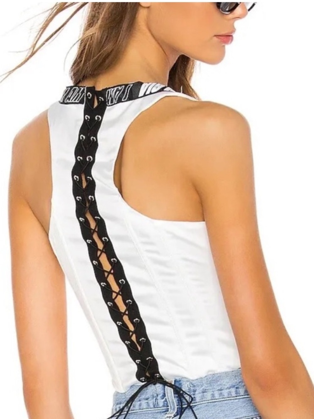 I.AM.GIA Siobhan White Corset Lace Up Back Top